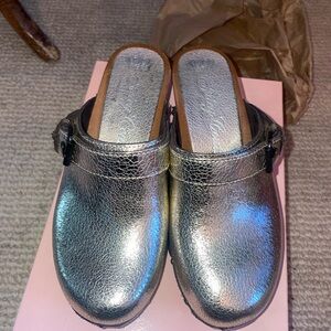 Silver Metallic Women's Clogs